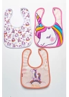 Unicorn Temalı Kare 3 Parça Microfiber Mama Önlüğü Kendi Kutusunda (su Geçirmez) Çıtçıtlı