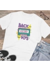 Unisex 90s Kaset Baskılı Beyaz Basic Tshirt