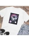 Unisex Astronaut Waporwave Baskılı Beyaz Basic Tshirt