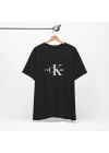 Unisex CK Baskılı Mizah Siyah Basic Tshirt