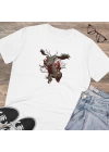 Unisex Dark Santa Mount Baskılı Beyaz Basic Tshirt