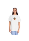 Unisex Dil Çıkaran Zombi Emoji Baskılı Beyaz Basic Tshirt