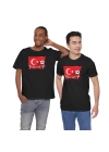 Unisex EURO 2024 Türkiye Baskılı Siyah Basic Tshirt