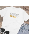 Unisex Evolution Popcorn Baskılı Beyaz Basic Tshirt