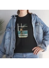 Unisex Havuzdaki Kadın Tasarım Baskılı Siyah Basic Tshirt