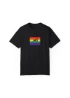 Unisex Hiding Cat Rainbow Flag Tasarım Baskılı Siyah Basic Tshirt