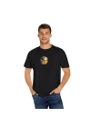 Unisex Kafası Karışık Zombi Emoji Baskılı Siyah Basic Tshirt