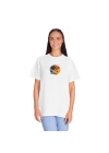 Unisex Kalbi Kırık Zombi Emoji Baskılı Beyaz Basic Tshirt