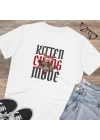 Unisex Kitten Chaos Mode Baskılı Beyaz Basic Tshirt