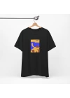 Unisex Köpek Sanat Ev Baskılı Siyah Basic Tshirt