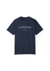 Unisex Londra Ingiltere Şehir Baskılı Lacivert Basic Tshirt