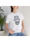 Unisex Lotus Nazar Baskılı Beyaz Basic Tshirt