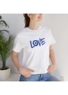 Unisex Love Nazar Baskılı Beyaz Basic Tshirt