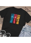 Unisex Manga Characters Kanji Baskılı Siyah Basic Tshirt