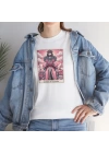 Unisex Queen of Swords Tarot Kart Baskılı Beyaz Basic Tshirt