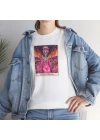 Unisex Queen of Wands Tarot Kart Baskılı Beyaz Basic Tshirt