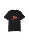 Unisex Running Fox Baskılı Siyah Basic Tshirt