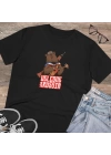 Unisex Russian Bear Baskılı Siyah Basic Tshirt