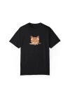 Unisex Samuraii Kedi Baskılı Mizah Siyah Basic Tshirt