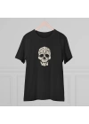 Unisex Skull Made by Cats Baskılı Siyah Basic Tshirt