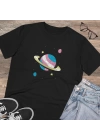 Unisex Transgender Planet Baskılı Siyah Basic Tshirt