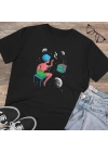 Unisex Woman TV Space Baskılı Siyah Basic Tshirt