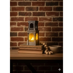 2 Katlı Kule Figür Dekoratif 18 x 9 cm- Led Mum Hediye