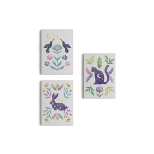 3’lü Tablo Hayvan Temalı Koleksiyon Dekoratif Şık ve Modern Duvar Tablo Seti-AŞ-19