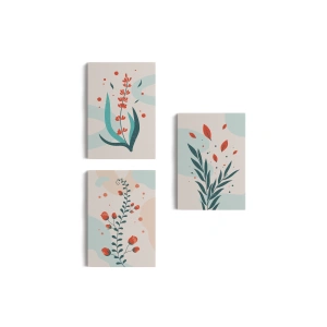3’lü Tablo Modern Sanat Posterleri Yaz Çiçek Koleksiyonu Dekoratif Duvar Tablo Seti-AÜ-22