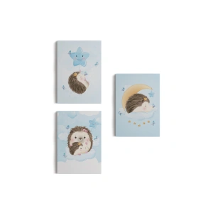 3’lü Tablo Şirin Kirpi Temalı Dekoratif Duvar Tablo Seti-BI-34