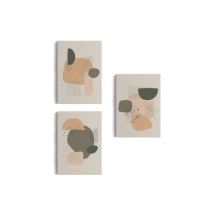 3’lü Tablo Soyut Figürlü Dekoratif Duvar Tablo Seti-BA-26