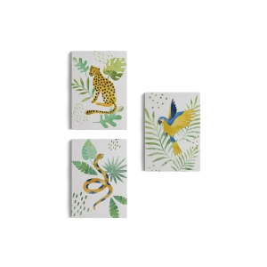 3’lü Tablo Vahşi Hayvanlar Temalı Koleksiyon Dekoratif Şık ve Modern Duvar Tablo Seti-AY-24