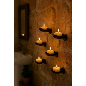 5li El Figür Duvar Mumluk 12 x 9 cm- Led Mumlar Hediye