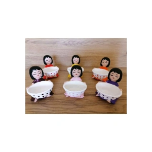 6lı Benekli Sepetli Lokumcu Kız Sunumluk Lokumluk