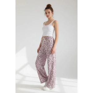 Kadın Desenli Ottoman Kumaş Palazzo Pantolon