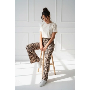 Kadın Zebra Desenli İnce Saten Yazlık Bol Paça Eşofman Altı – Hafif & Şık