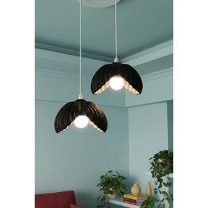 Siyah 2 Li Lotus Formlu Modern Sarkıt Avize 24 x 24