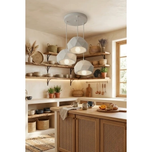 Beyaz 3 Lü Geometrik Avize 25 x 25