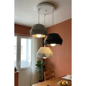 Siyah & Gri 3 Lü Geometrik Avize 25 x 25