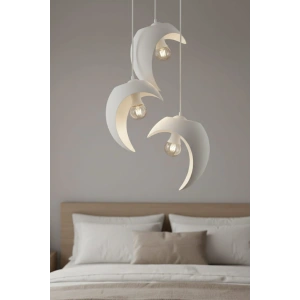 Beyaz Hilal Formlu 3’lü Sarkıt Avize 25 x 20