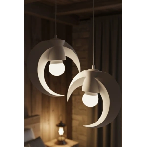 Beyaz Hilal Formlu 2li Sarkıt Avize 25 x 20