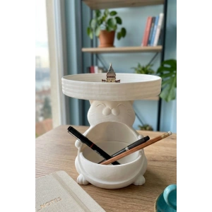 Beyaz Sevimli Kedi Yuvalı Organizer 15 x 17