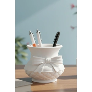 Beyaz Papyon Kalemlik Masaüstü Organizer 13 cm