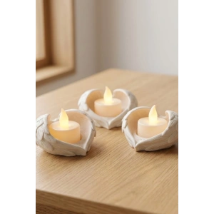 Melek Işığı Seti 3’lü Melek Kanatlı LED Mum Dekoratif Tealight 8 x 7 cm