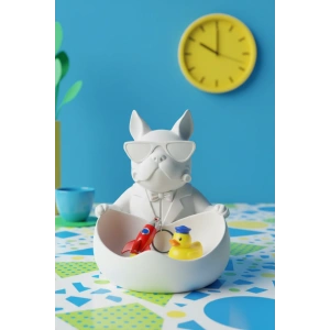 Beyaz Boss Köpek Figürlü Masaüstü Organizer 14 x 12