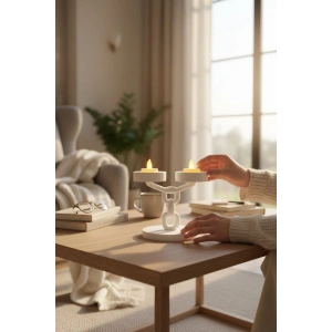 Dekoratif Zincir 2’li Mumluk Tealight Mum Dahil 15 cm