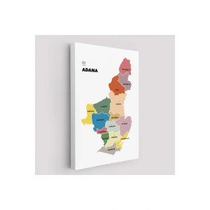 Adana İli ve İlçeler Haritası  Dekoratif Kanvas Tablo 1246
