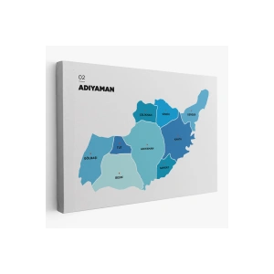 Adıyaman  İli ve İlçeler Haritası  Dekoratif Kanvas Tablo 1249