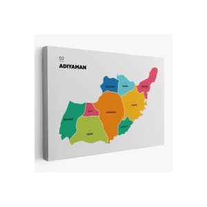 Adıyaman  İli ve İlçeler Haritası  Dekoratif Kanvas Tablo 1251