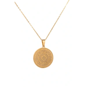 Altın Renk Hilye-i Şerif Yazılı Paslanmaz Kararmaz Çelik Kolye Çelik Zincir (Unisex)